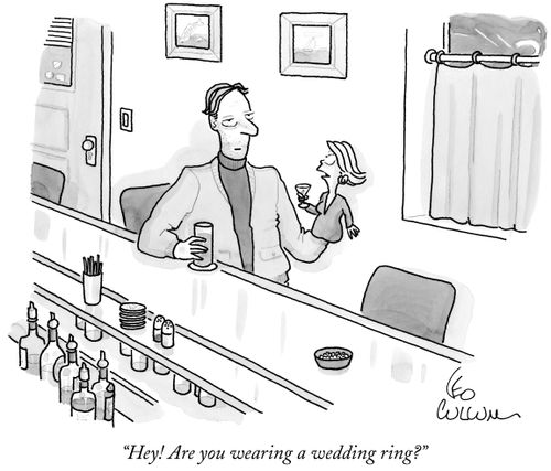 "Hey! Are you wearing a wedding ring?"