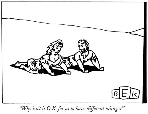 "Why isn't it O.K. for us to have different mirages?"