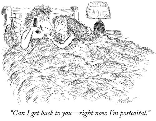 "Can I get back to you—right now I'm postcoital."