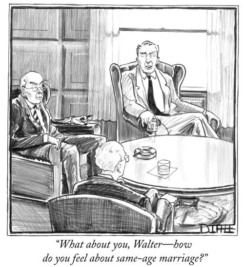"What about you, Walter – how do you feel about same-age marriage?"