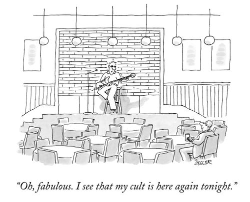 "Oh, fabulous. I see that my cult is here again tonight."