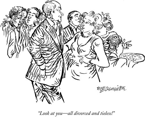 "Look at you – all divorced and tieless."