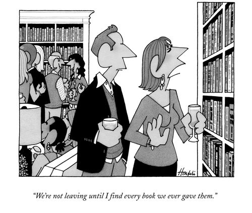 "We're not leaving until I find every book we ever gave them."