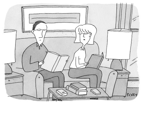 "If we're going to continue ignoring each other, we'll need a lot more reading material."