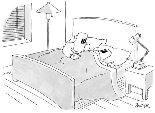 Two people in hazmat suits lie in bed