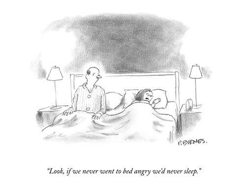 "Look, if we never went to bed angry, we'd never sleep."