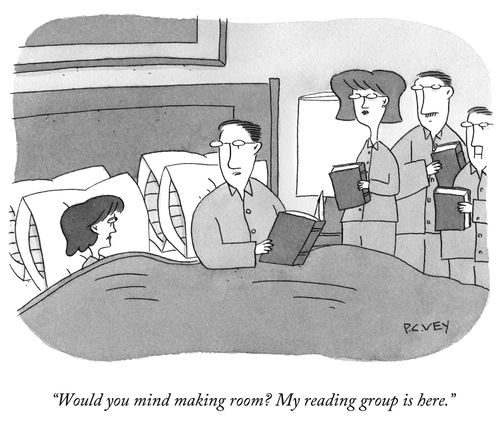 "Would you mind making room? My reading group is here."