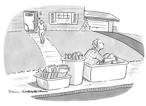 Recycling husband.