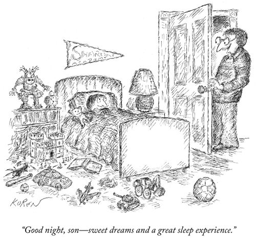 "Good night, son - sweet dreams and a great sleep experience."