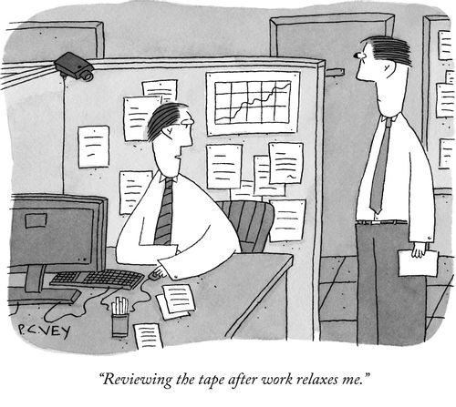 "Reviewing the tape after work relaxes me."