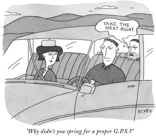 "Why didn't you spring for a proper G.P.S.?"