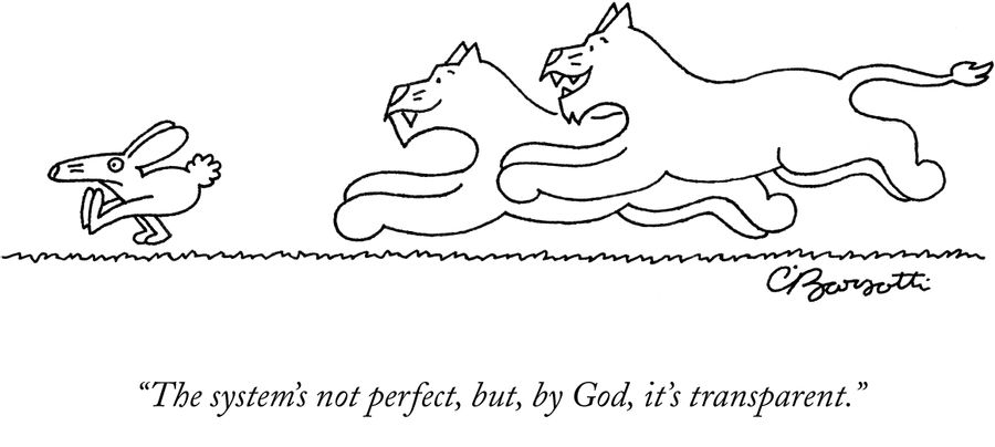 "The system's not perfect, but, by God, it's transparent."