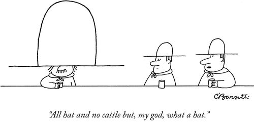 "All hat and no cattle but, my god, what a hat."