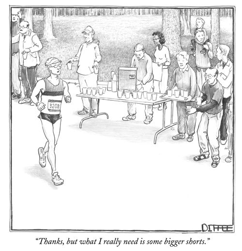 "Thanks, but what I really need is some bigger shorts."
