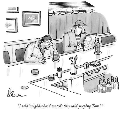 "I said 'neighborhood watch'; they said 'peeping Tom.' "