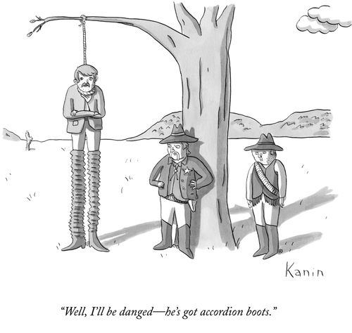 "Well, I'll be danged-he's got accordion boots."