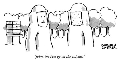 "John, the bees go on the outside."
