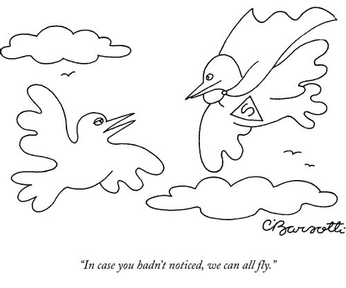 "In case you hadn't noticed, we can all fly."