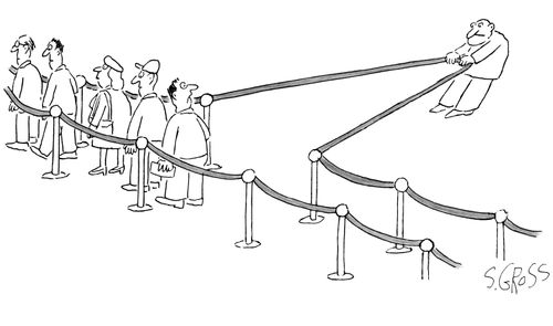 Man Uses Velvet Rope As Rubber Band