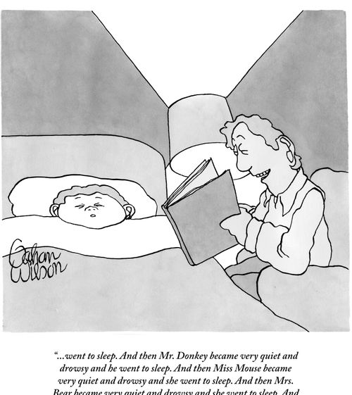 "...went to sleep. And then Mr. Donkey became very quiet and drowsy and he went to sleep. And then Miss Mouse became very quiet and drowsy and she went to sleep. And then Mrs. Bear became very quiet and drowsy and she went to sleep. And then..."
