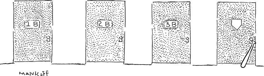 1B, 2B, 3B and home plate.