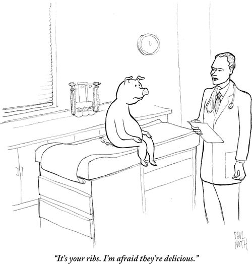 "It's your ribs. I'm afraid they're delicious."