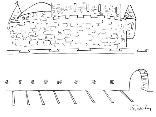 Castle with parking lot.