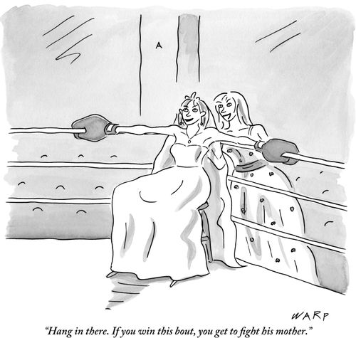 "Hang in there. If you win this bout, you get to fight his mother."