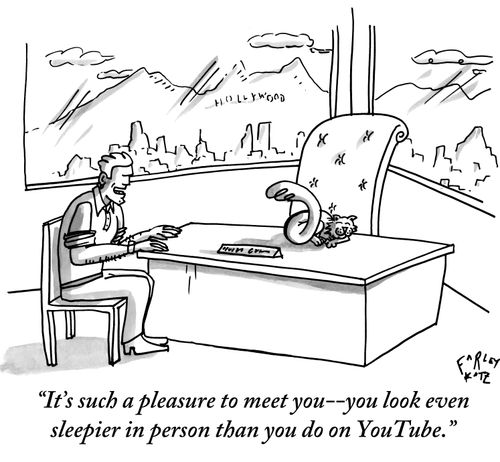 "It's such a pleasure to meet you - you look even sleepier in person than you do on YouTube."