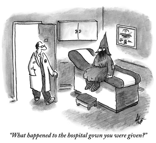 "What happened to the hospital gown you were given?"