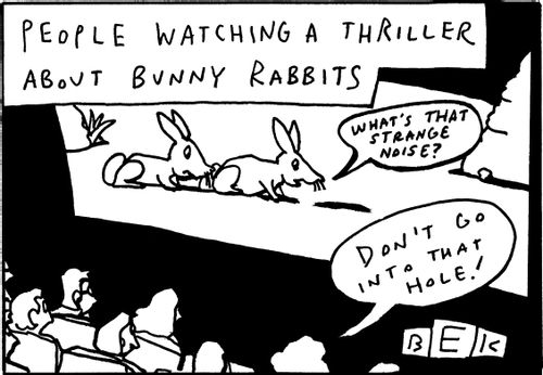 People Watching a Thriller About Bunny Rabbits