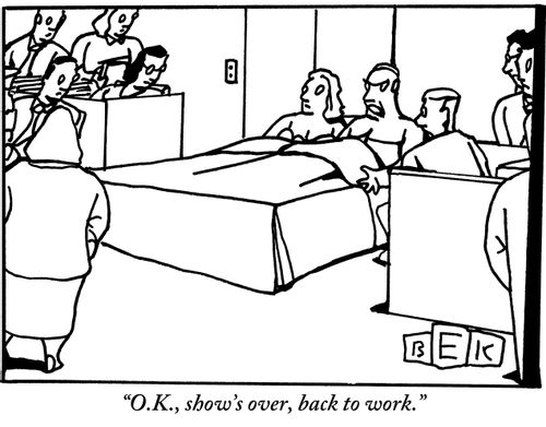 "O.K., show's over, back to work."