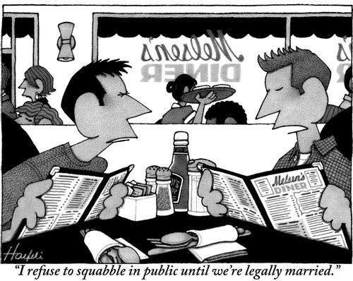 "I refuse to squabble in public until we're legally married."