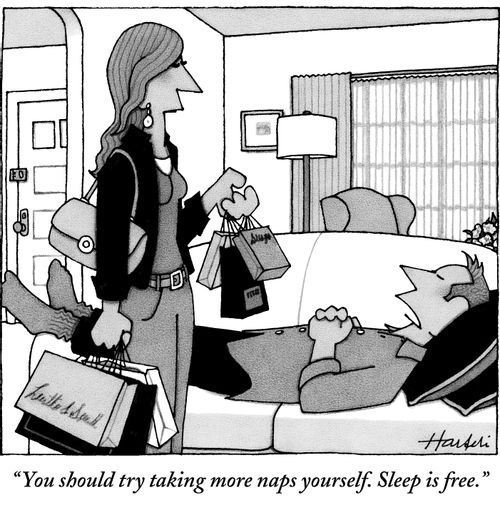 "You should try taking more naps yourself. Sleep is free."
