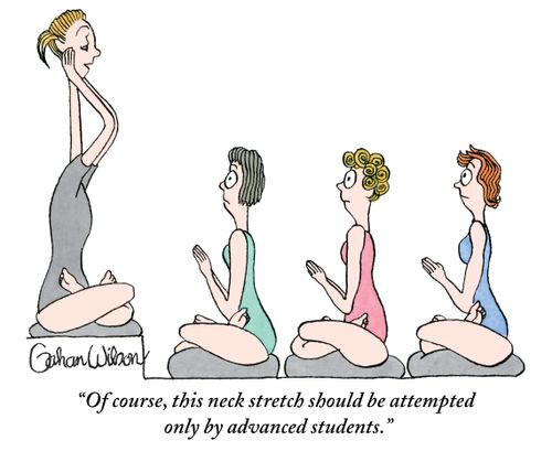 "Of course, this neck stretch should be attempted only by advanced students."