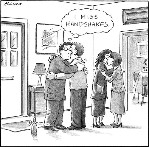 "I miss handshakes"