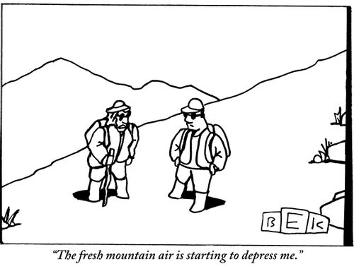 "The fresh mountain air is starting to depress me."