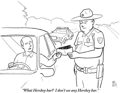 "What Hershey bar? I don't see any Hershey bar."