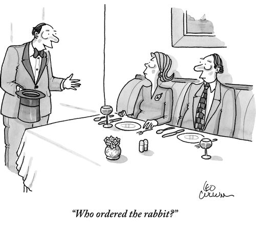 "Who ordered the rabbit?"