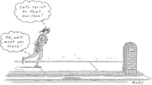 "Let's sprint to that mailbox!"