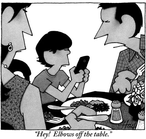 "Hey! Elbows off the table."