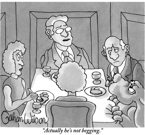 "Actually he's not begging."