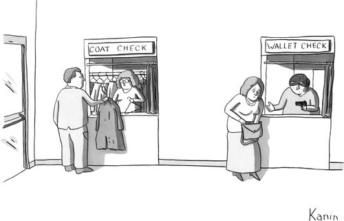 Coat check and wallet check.