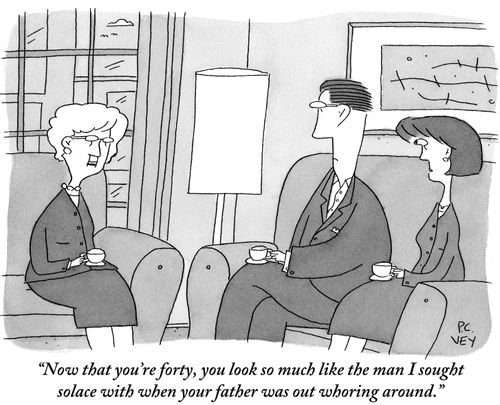 "Now that you're forty, you look so much like the man I sought solace with when your father was out w***ing around."