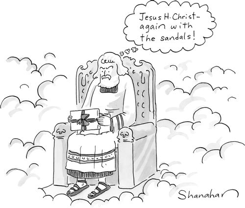 "Jesus H. Christ - again with the sandals!"