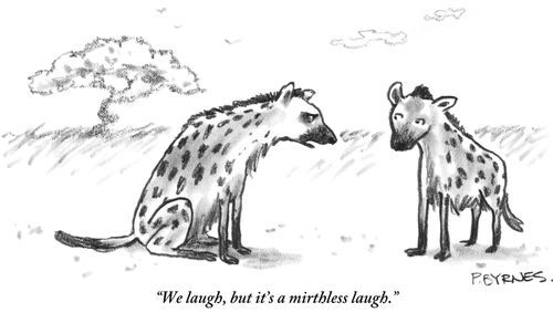 "We laugh, but it's a mirthless laugh."