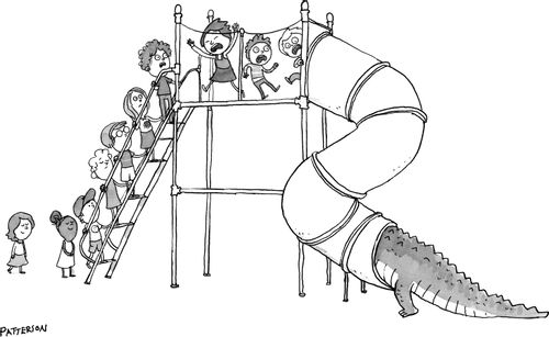 Children Sliding into an Alligator/Crocodile's Mouth