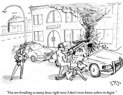 "You are breaking so many laws right now I don't even know where to begin."