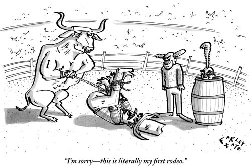 "I'm sorry-this is literally my first rodeo."