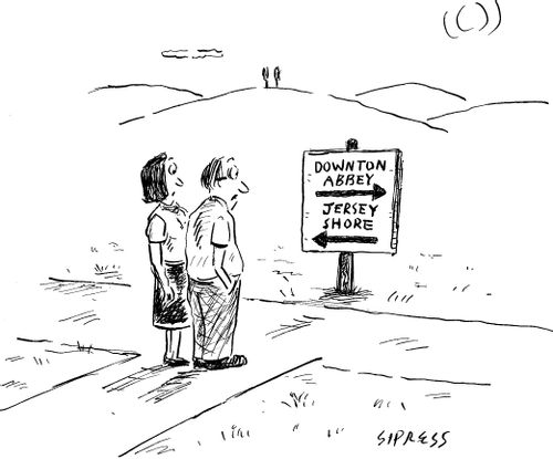 A couple decides what to watch.